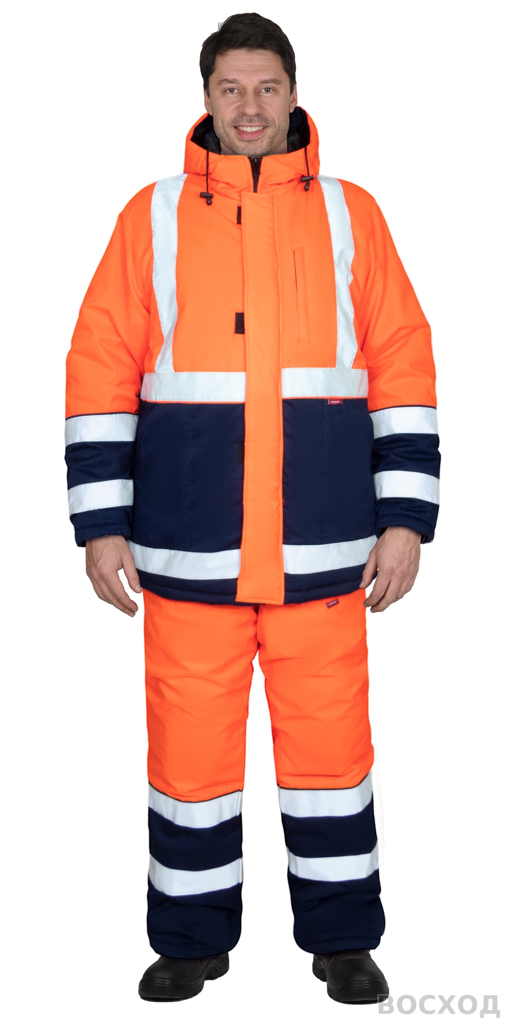 Костюм СИРИУС-МАГИСТРАЛЬ-3-РОСС куртка, п/к, синий с оранжевым и СОП