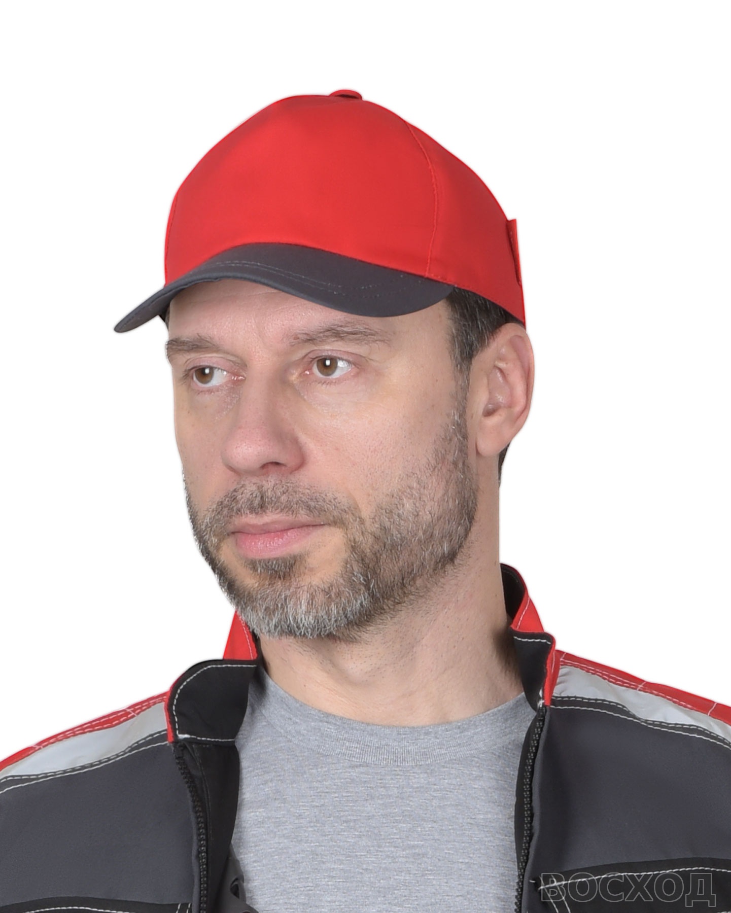 Кепка-бейсболка красная с т.серым