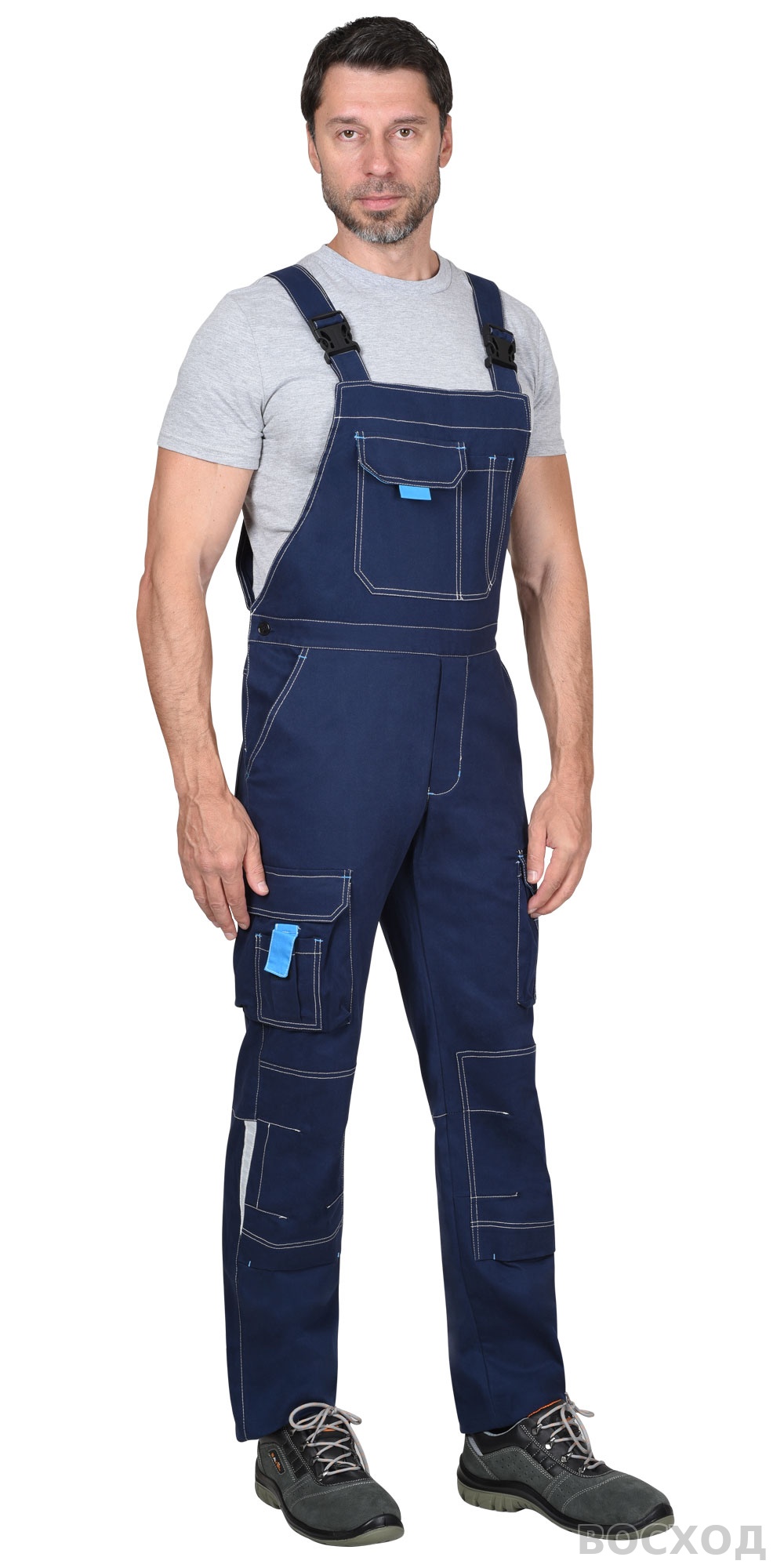 Костюм СИРИУС-ДЖЕТ куртка, полукомбинезон с голубым тк. мех. стрейч с ВО