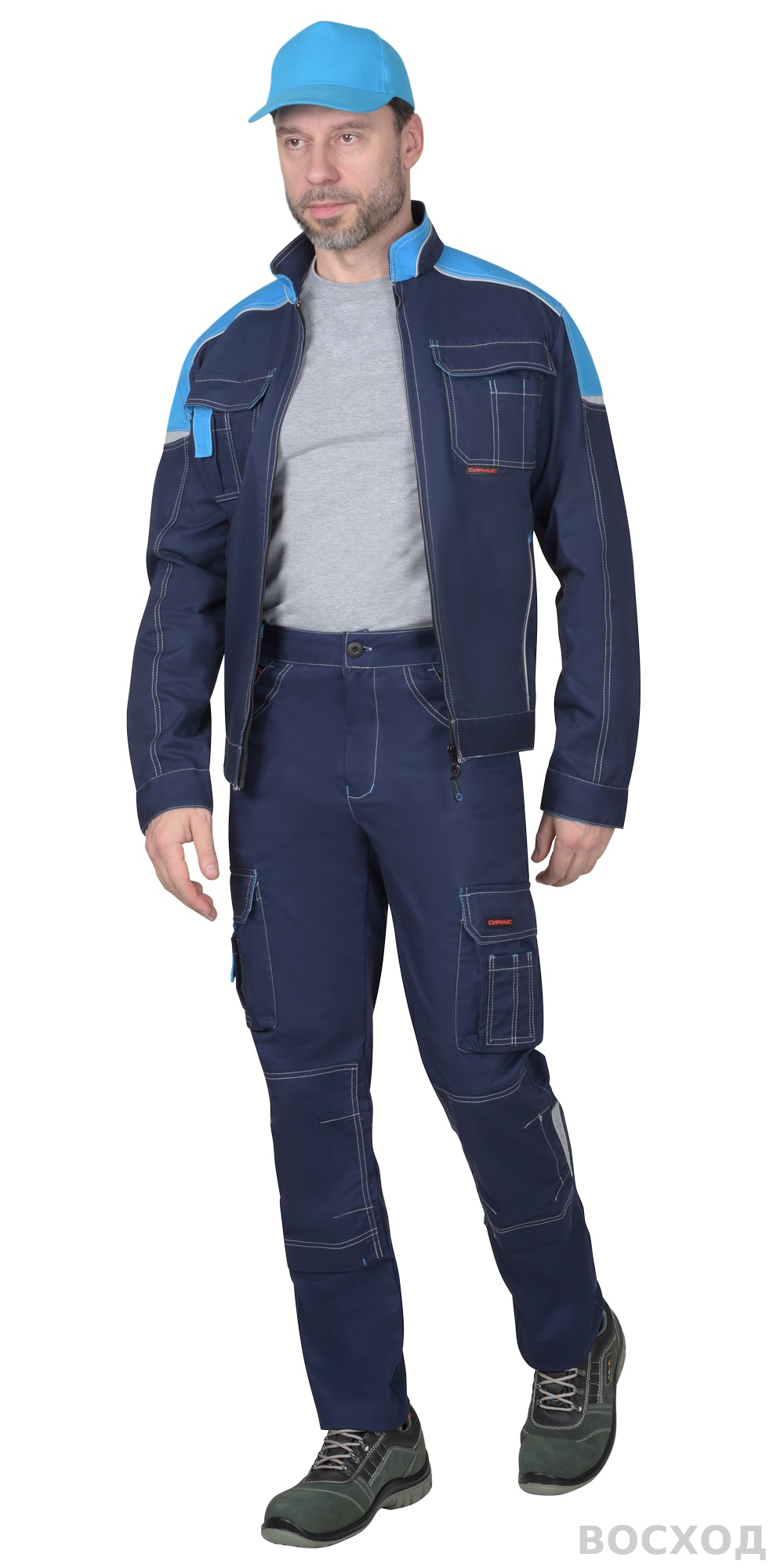 Костюм СИРИУС-ДЖЕТ куртка, брюки с голубым тк. мех. стрейч с ВО