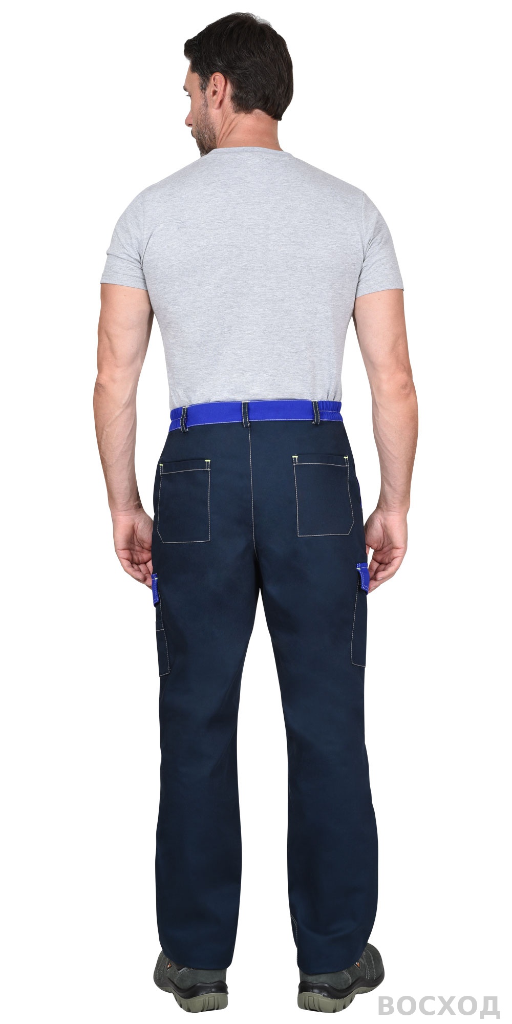 Костюм СИРИУС-КАРАТ-РОСС куртка, брюки темно- с васильковым, 80% х/б, пл. 260 г/кв.м