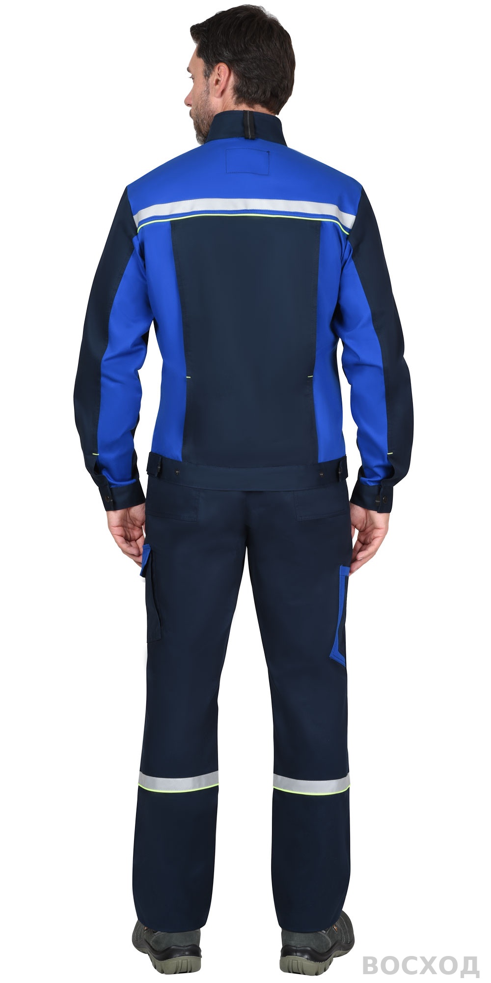 Костюм СИРИУС-ПРАКТИК-ЛЮКС-РОСС куртка, п/к т. с васильк. 80% х/б, пл. 260 г/кв.м