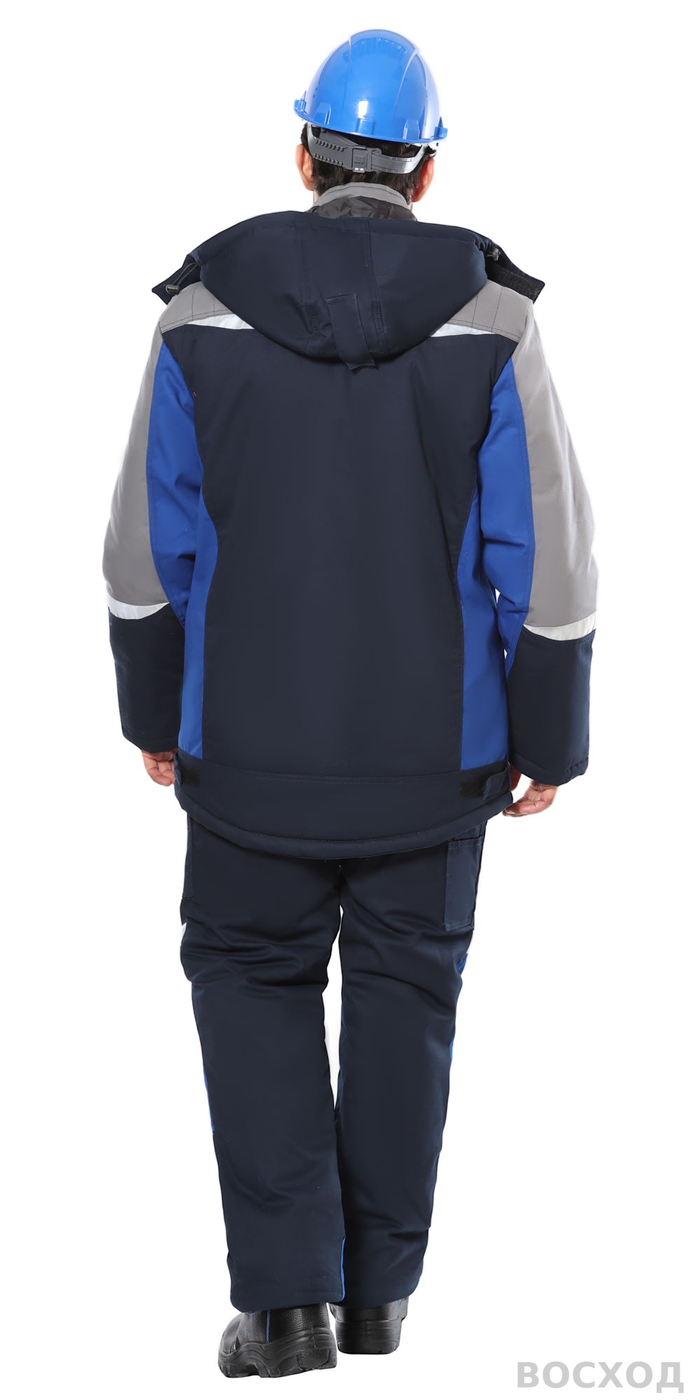 Костюм СИРИУС-ФАВОРИТ-МЕГА-РОСС зимний, куртка, п/к, тёмно- с васильковым, серым и СОП