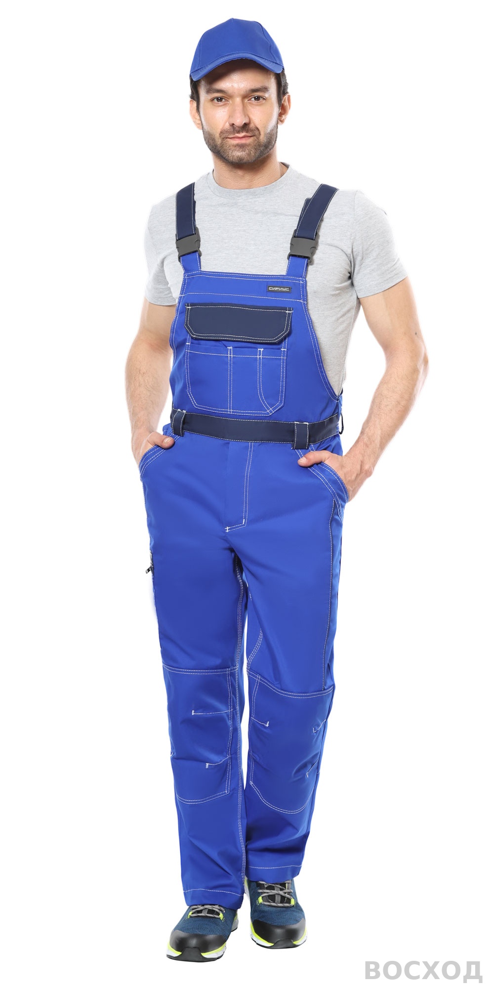 Костюм СИРИУС-ПРЕСТИЖ куртка, полукомбинезон, с синим