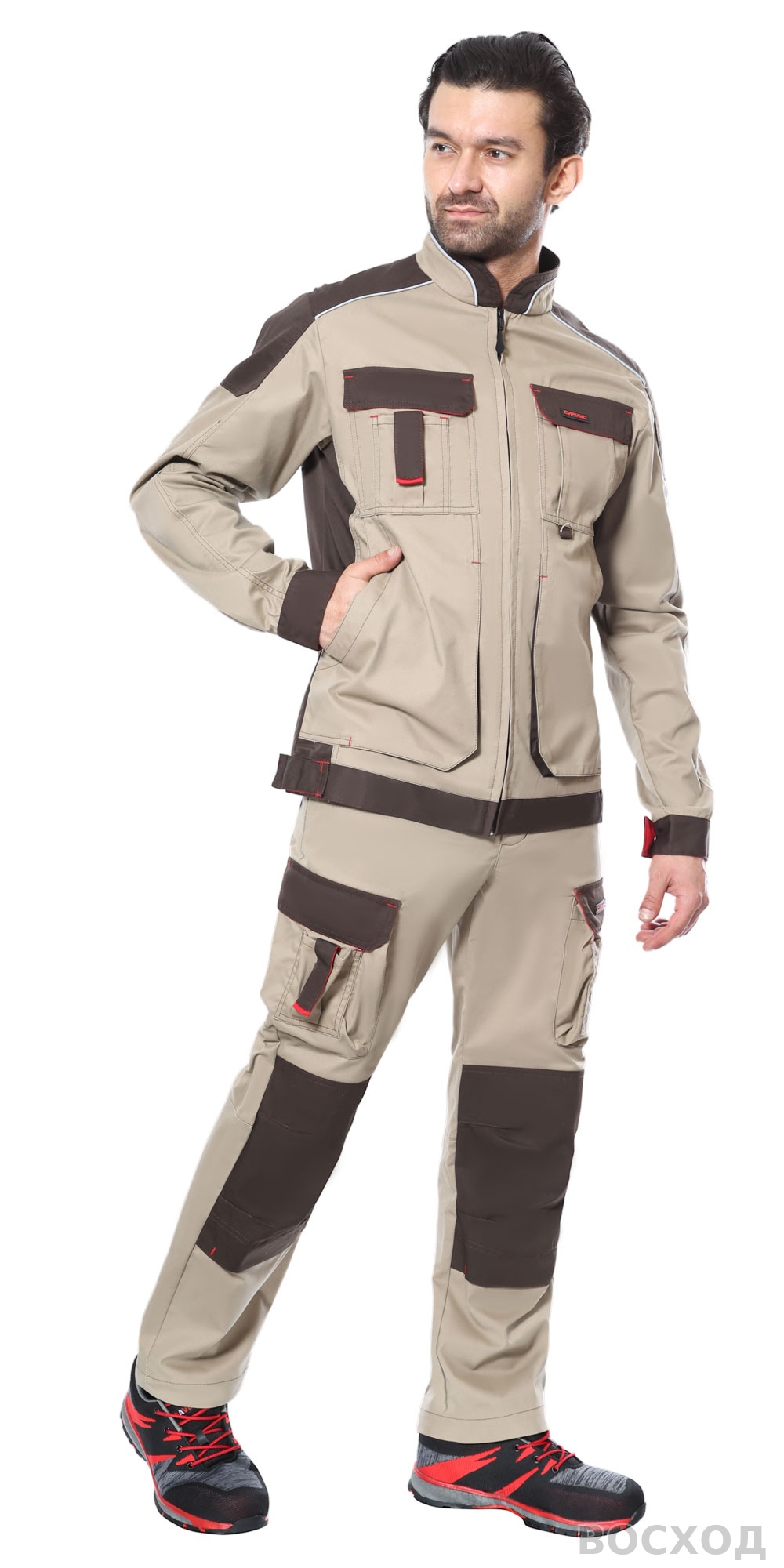 Костюм СИРИУС-ДЖЕТ БРАУН куртка, брюки с т.коричневым тк. мех. стрейч с ВО