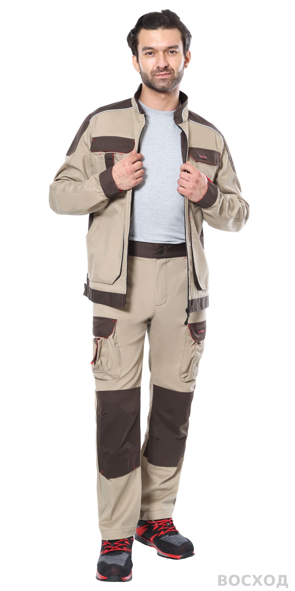 Костюм СИРИУС-ДЖЕТ БРАУН куртка, брюки с т.коричневым тк. мех. стрейч с ВО