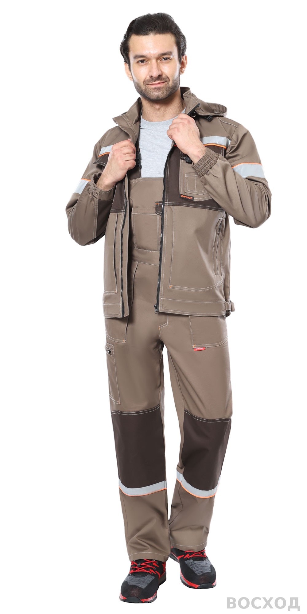 Костюм СИРИУС-РОДОС куртка, полукомбинезон св. с т.коричневым