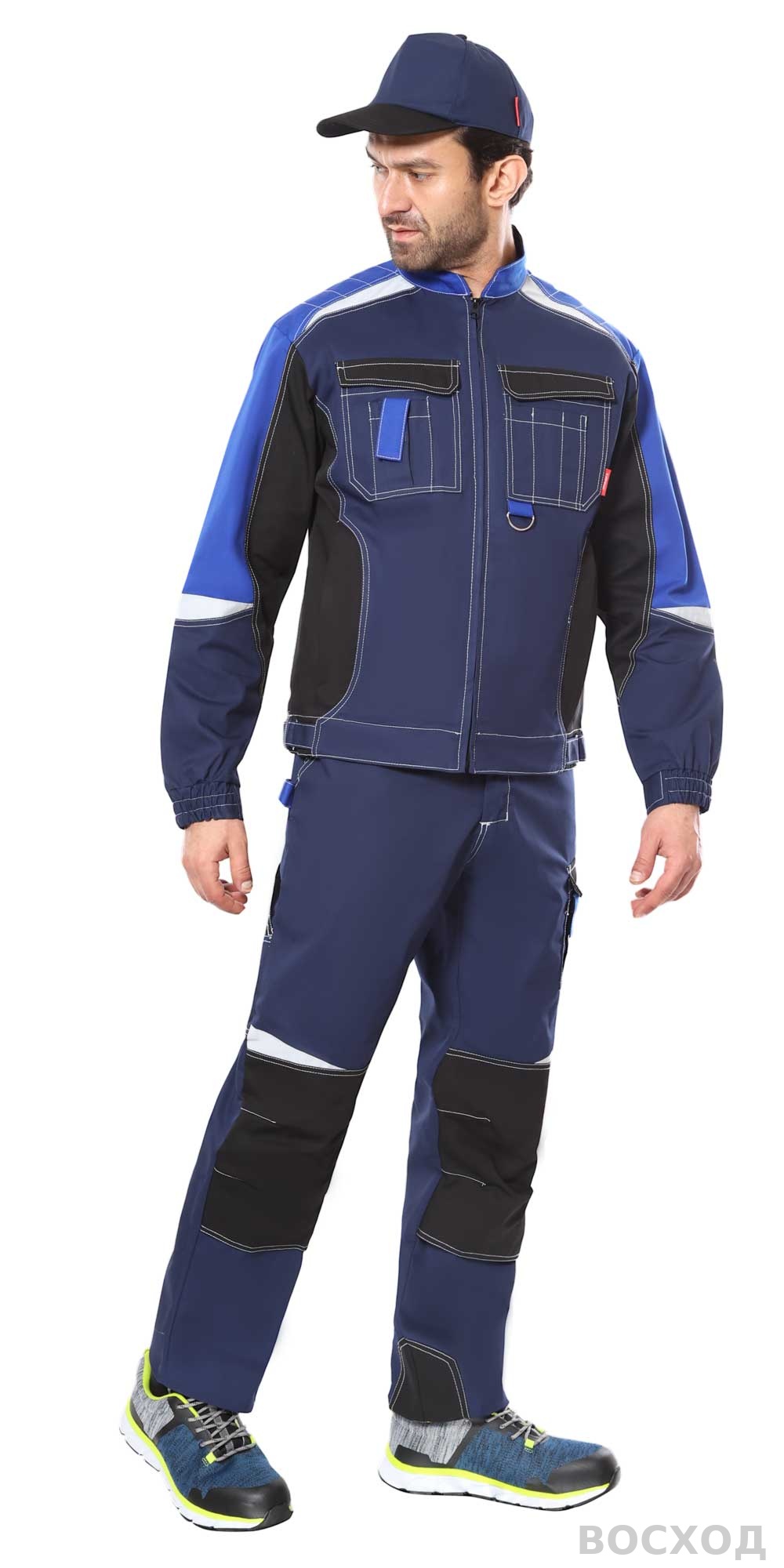 Куртка СИРИУС-ФАВОРИТ-МЕГА т. с черным и васильковым, СОП