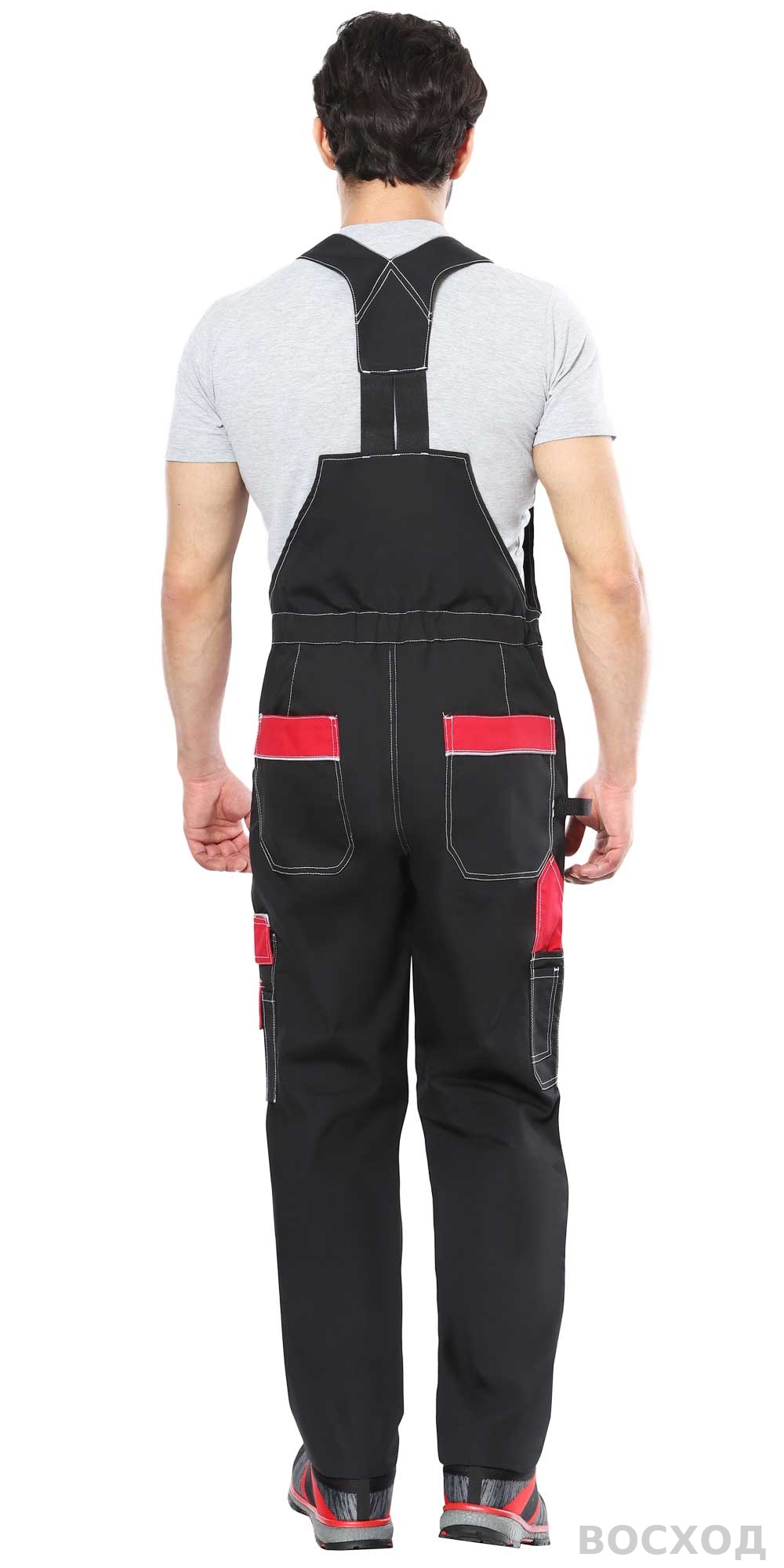 Полукомбинезон СИРИУС-АГАТ черный с красным пл. 260 г/кв.м. ВО отделка