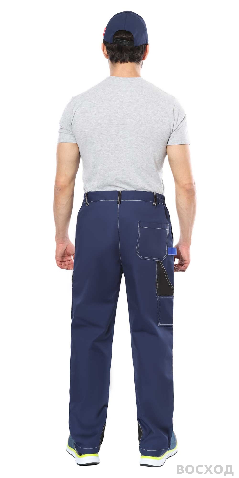 Брюки СИРИУС-ФАВОРИТ-МЕГА т. с чёрным и васильковым, СОП