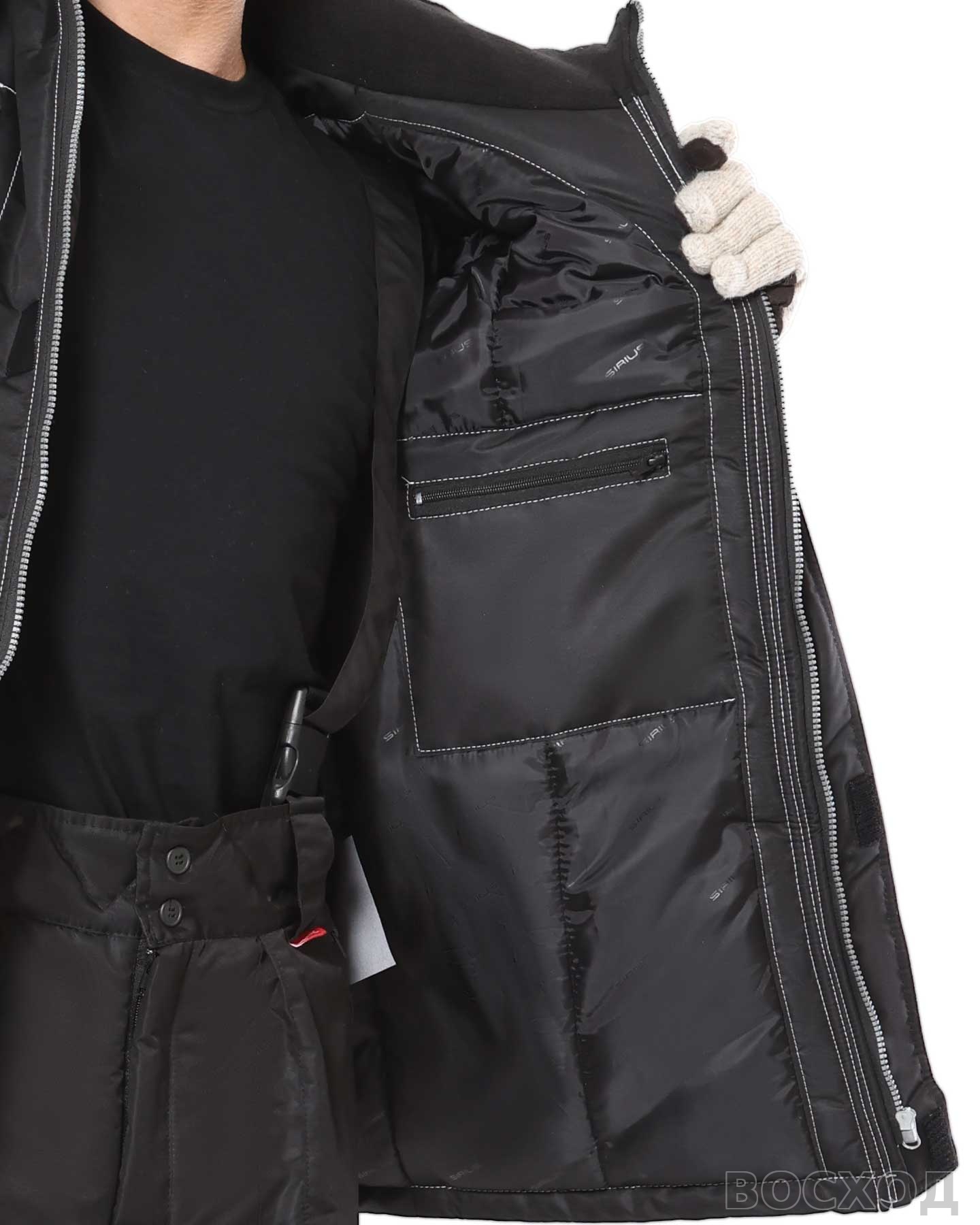 Костюм СИРИУС-АЛЕКС зимний: куртка, брюки, черный, тк.Таслан