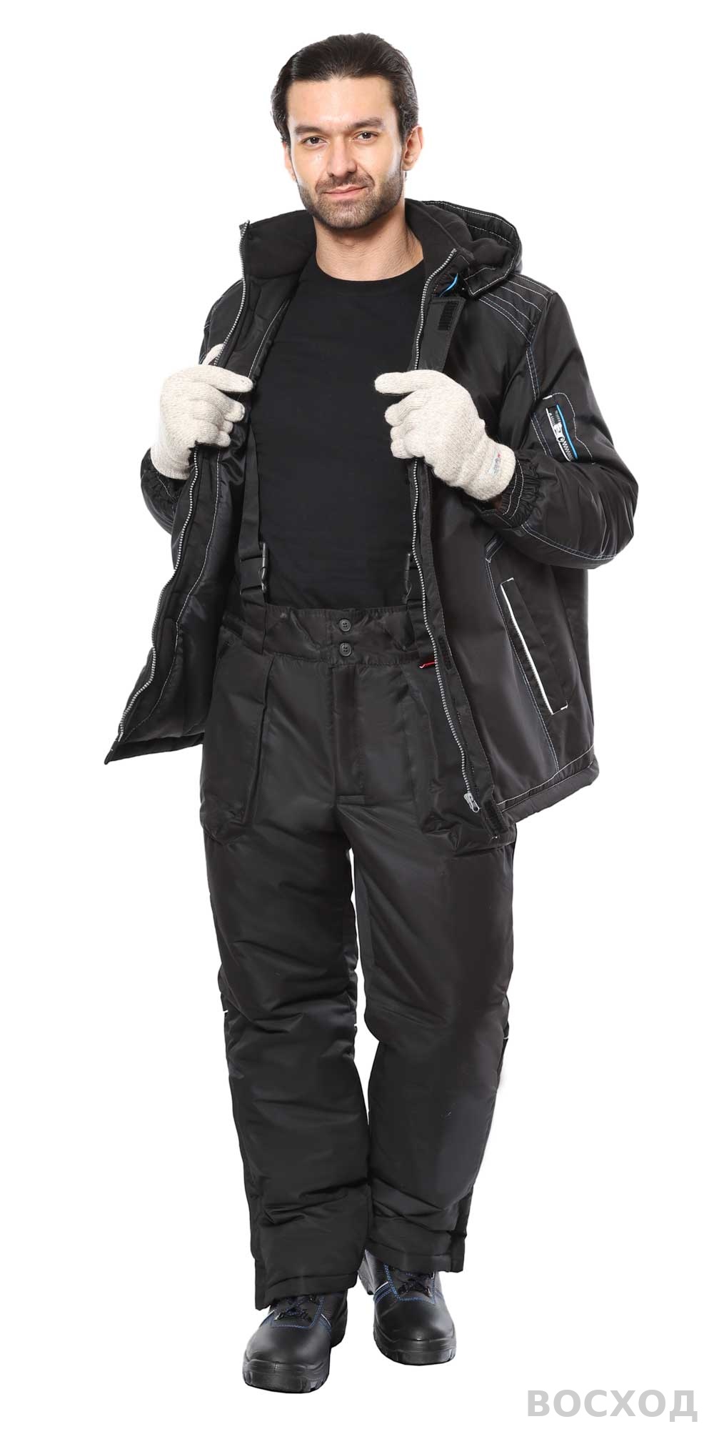 Костюм СИРИУС-АЛЕКС зимний: куртка, брюки, черный, тк.Таслан