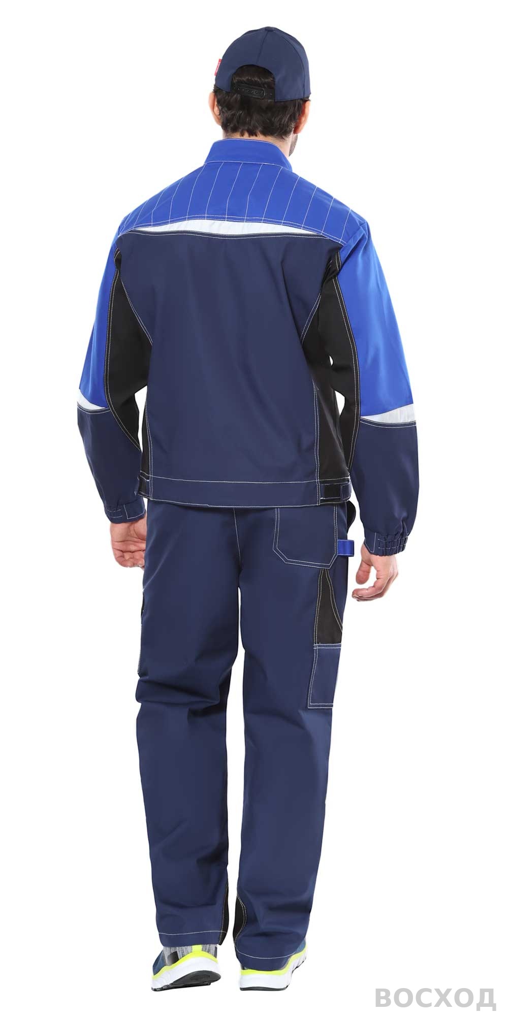 Костюм СИРИУС-ФАВОРИТ-МЕГА куртка, брюки т. с черным и васильковым, СОП