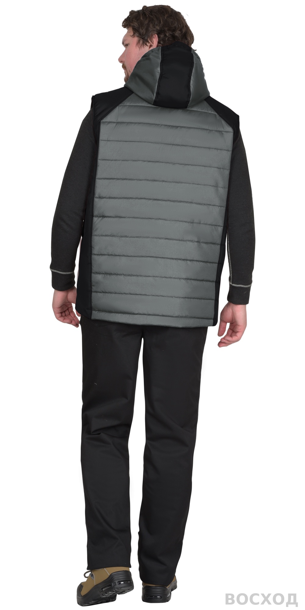 Жилет СИРИУС-УРБАН утепленный с капюшоном с черным