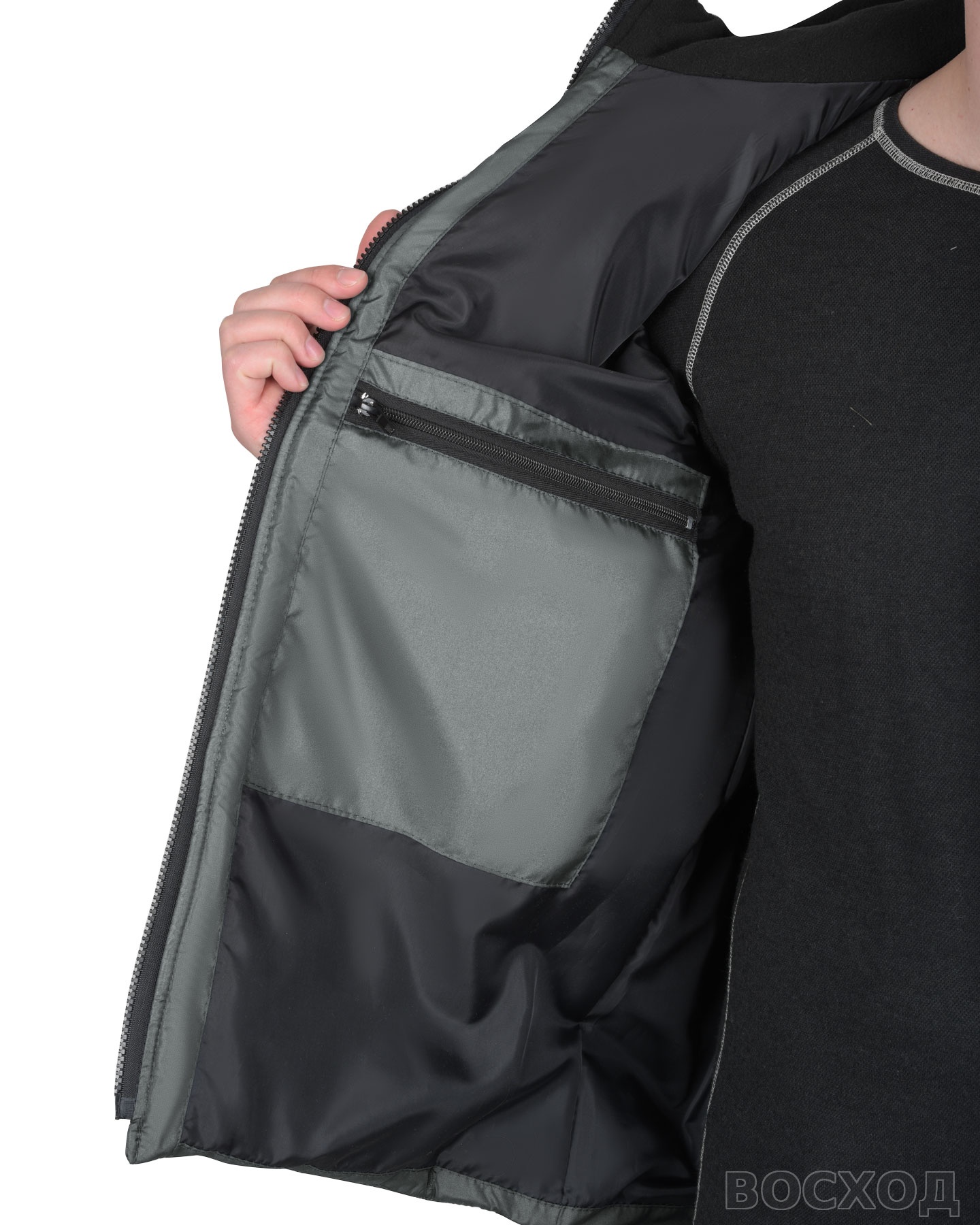 Жилет СИРИУС-УРБАН утепленный с капюшоном с черным