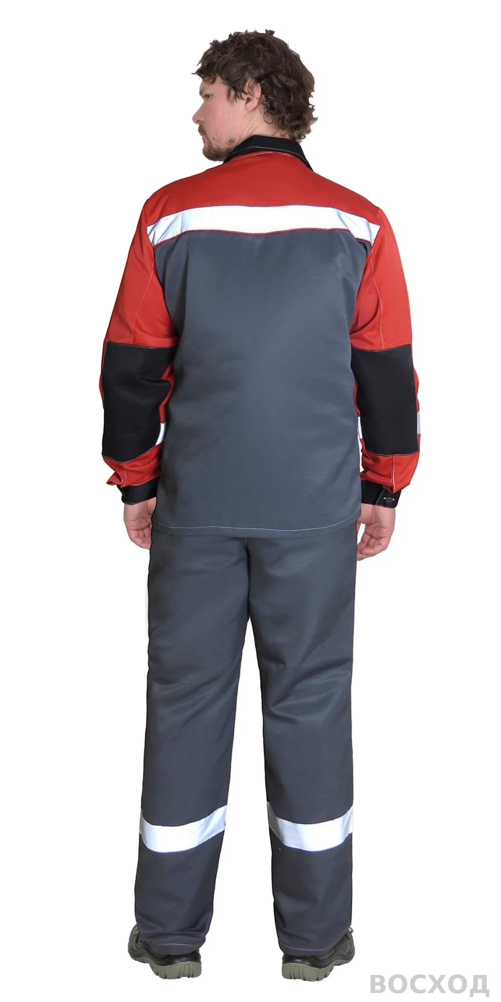 Костюм СИРИУС-ПРОФИЛЬ куртка, брюки, темно- с красным с черной отделкой и СОП