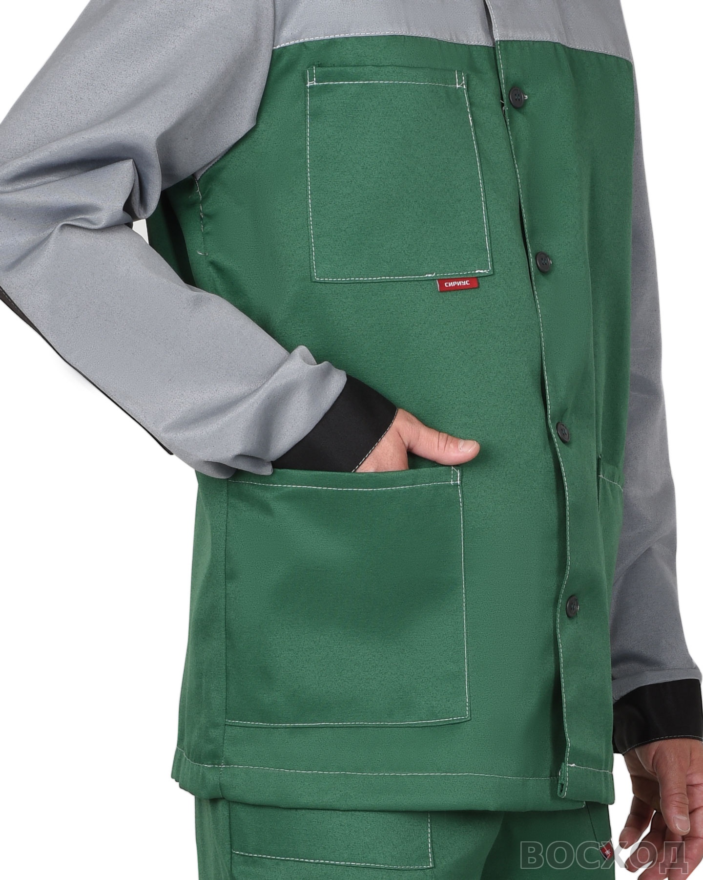 Костюм СИРИУС-АСПЕКТ куртка длин., брюки со светло-серым и черной отделкой