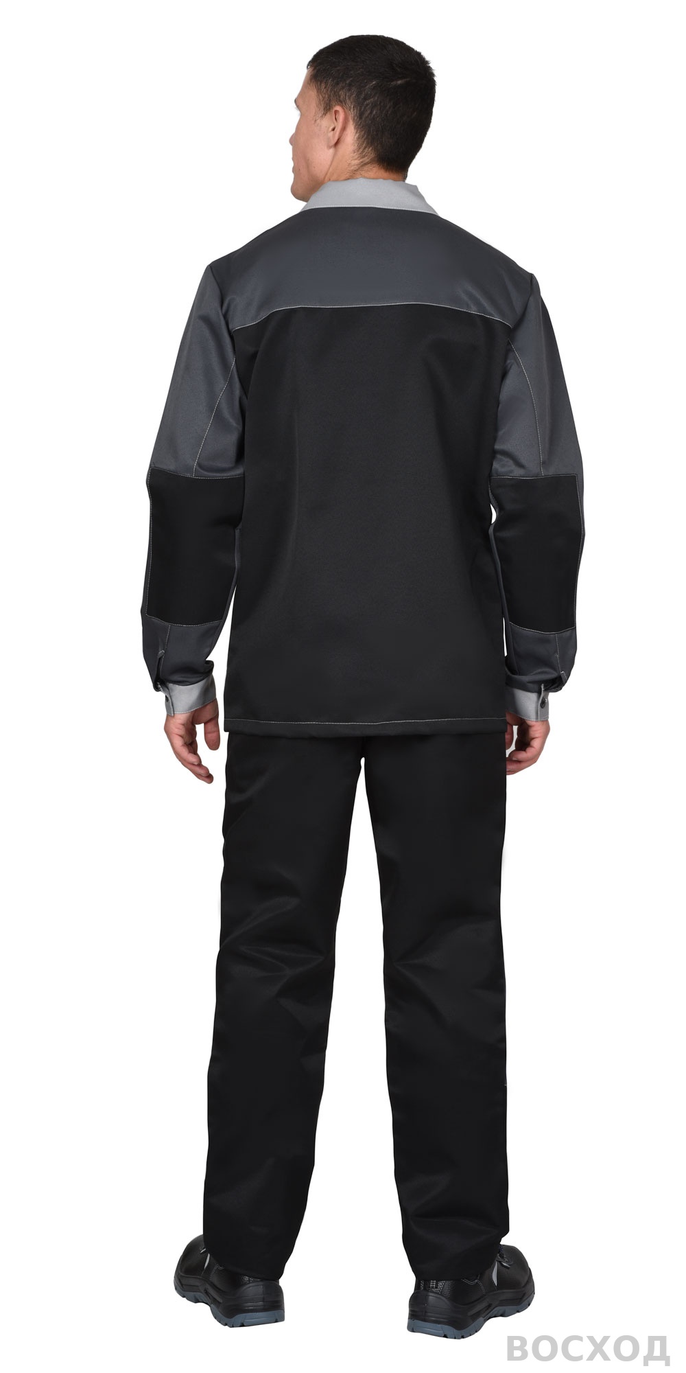 Костюм СИРИУС-АСПЕКТ куртка длин., брюки, черный с темно-серым и светло-серой отделкой
