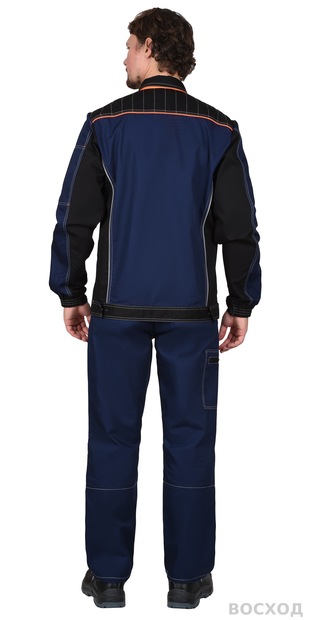 Куртка СИРИУС-ПРЕСТИЖ кор., синяя с черным и оранжевой отделкой