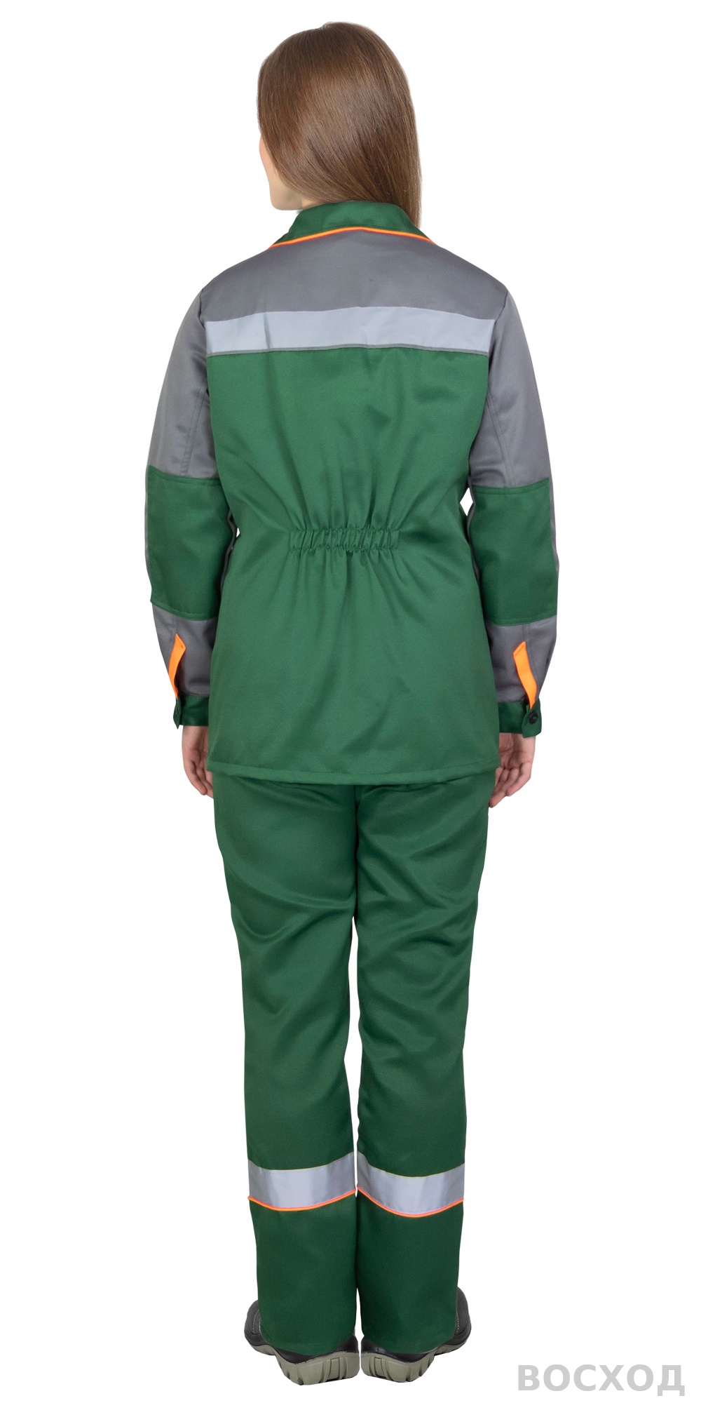 Костюм СИРИУС-УДАРНИЦА женский, куртка, п/к, со средне-серым с оранжевой отделкой и СОП