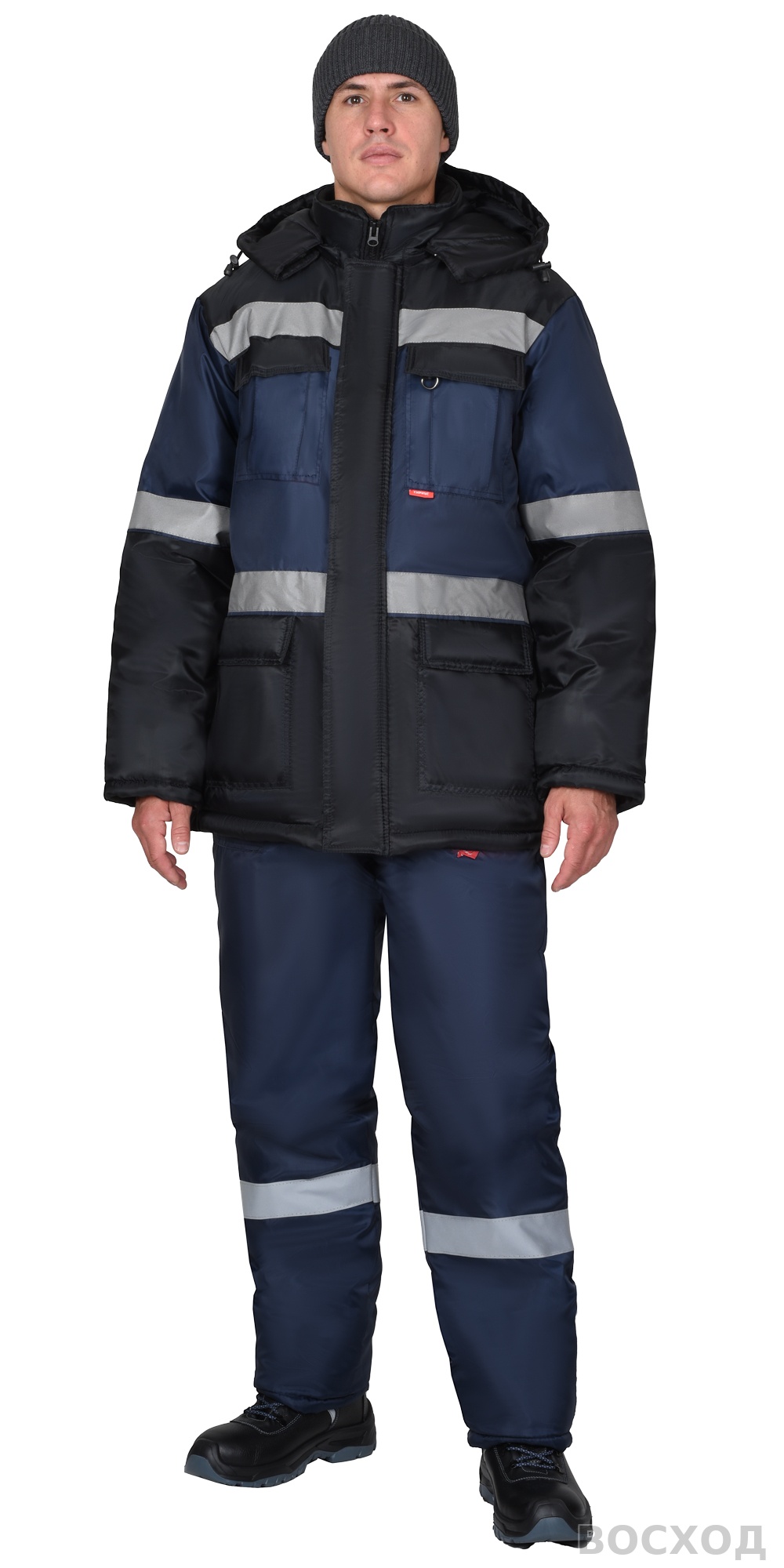 Куртка СИРИУС-ТЕРМИНАЛ зимняя, темно-синяя с черным и СОП