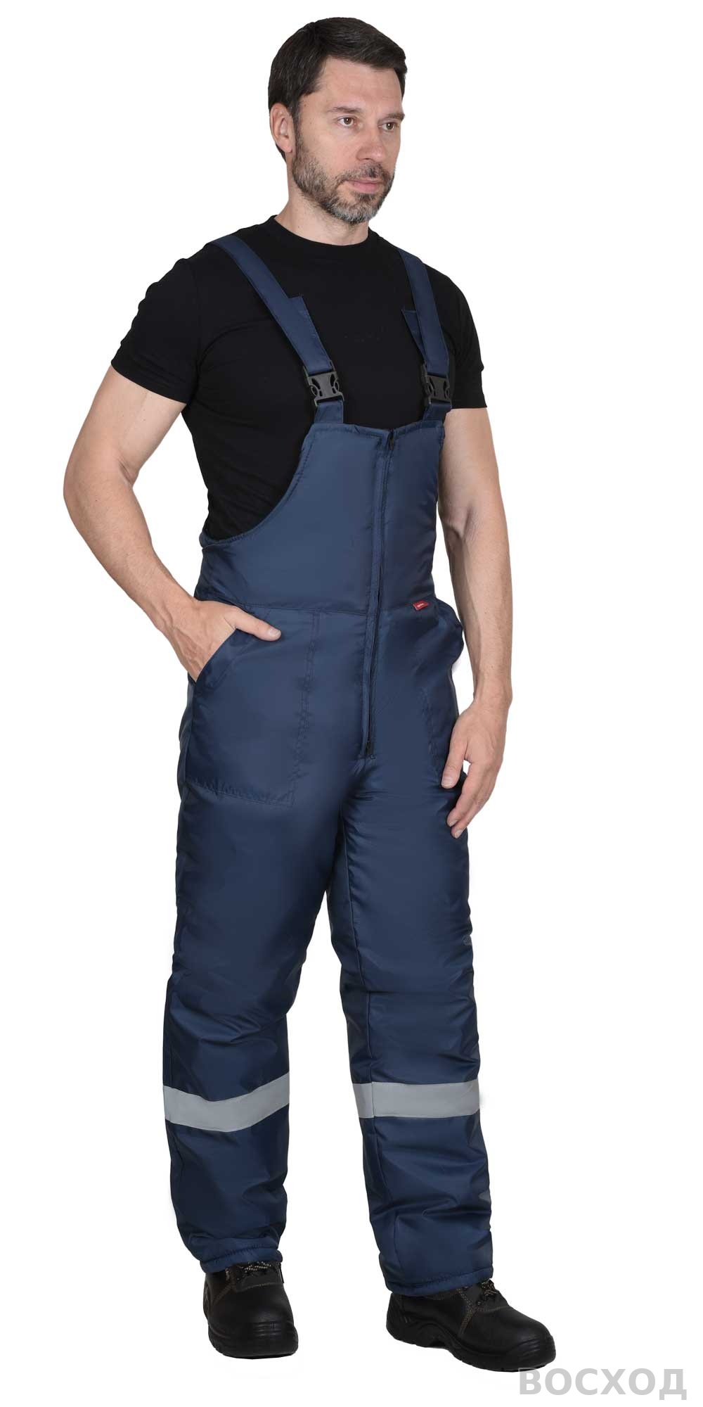 Костюм СИРИУС-РОСТ-НОРД-2 зимний, куртка, полукомбинезон, темно- с васильковым и СОП