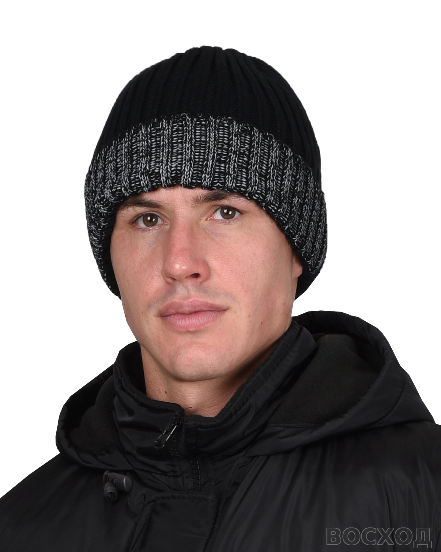 Шапка черная с СВ-элементами СИРИУС Юка, с утеплителем Тинсулейт (х12х60)