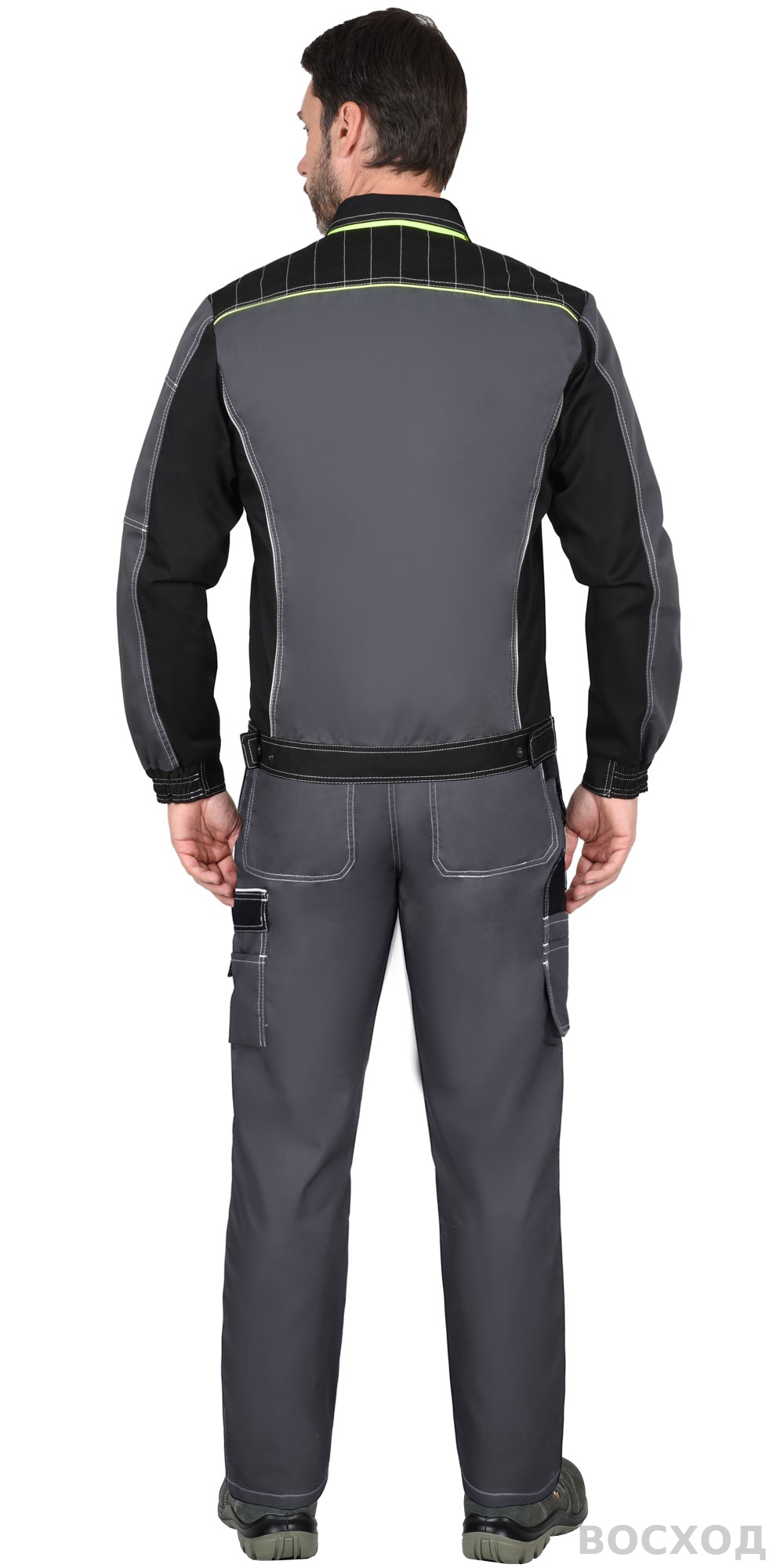 Костюм СИРИУС-ПРЕСТИЖ-Л куртка, п/к, темно- с черным и лимонным кантом