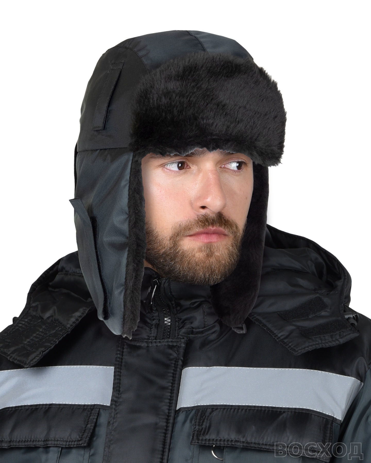 Шапка-ушанка "СИРИУС-ЕВРО т. серая