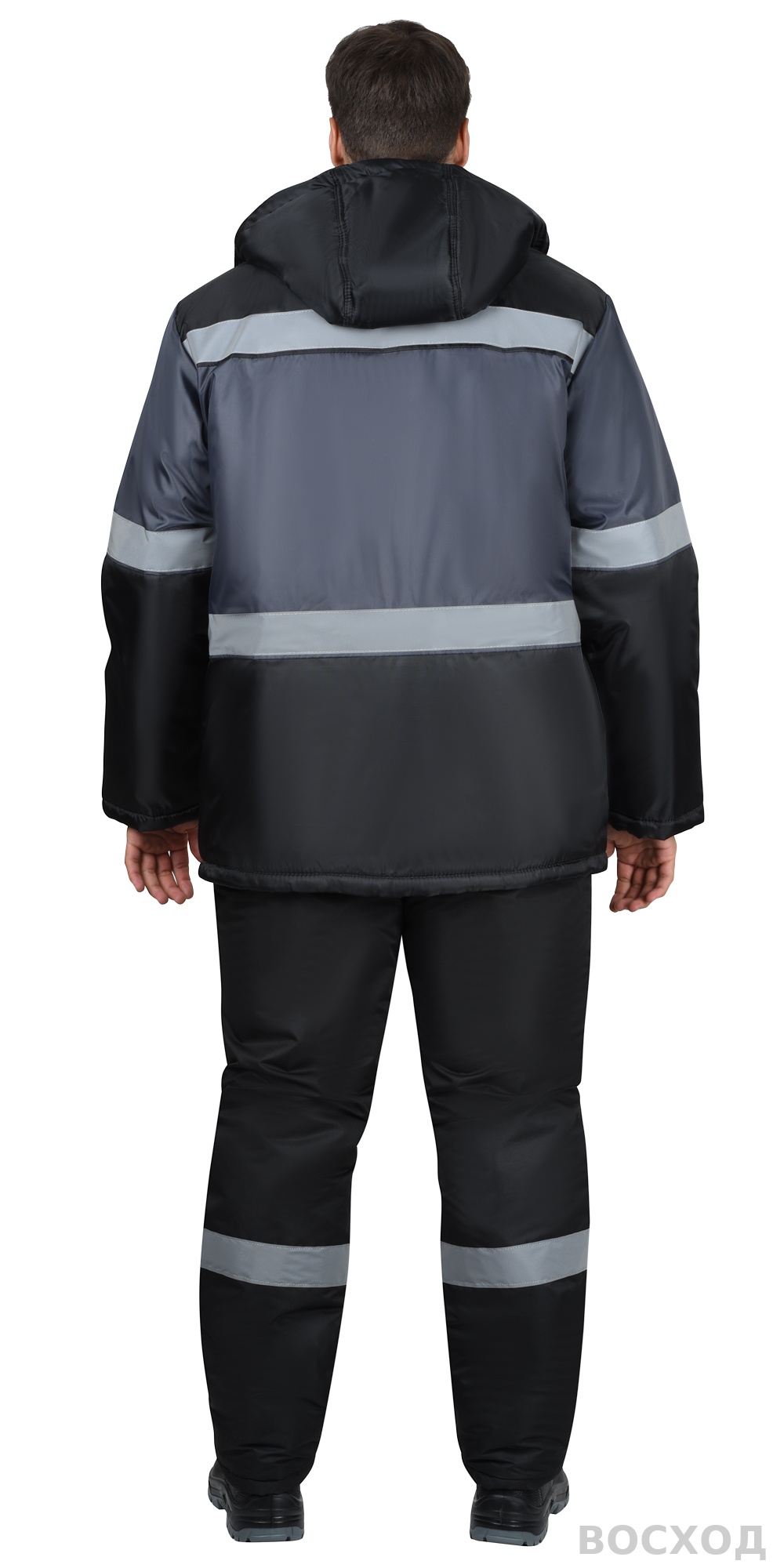 Костюм СИРИУС-ТЕРМИНАЛ зимний, куртка, п/к, черный с темно-серым и СОП