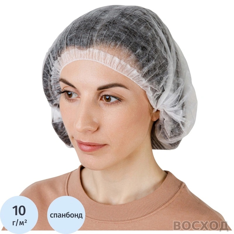 Шапочка одноразовая Шарлотта (спандбонд) белая, (упак.100 шт.)(НДС 20%) - изображение 1