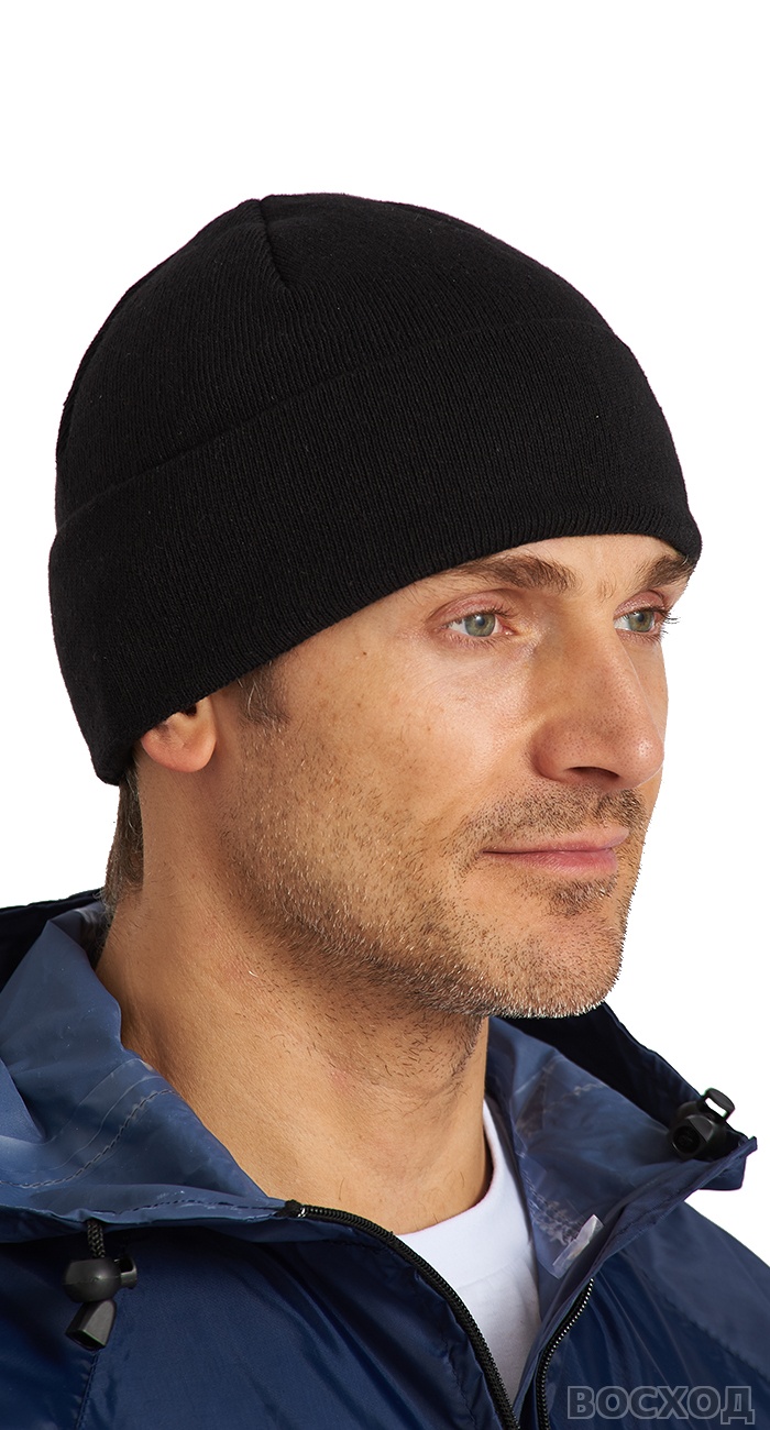 Шапка на флисе трикотажная черная класс 12